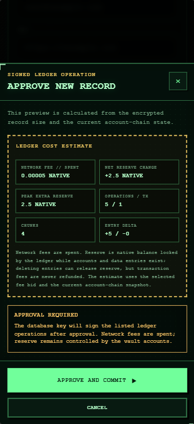 SVAULT mobile approval screen